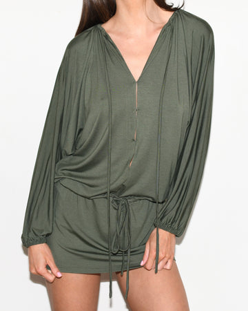 BELEN MINI DRESS - Sage Olive